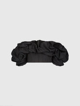 Black Faille Off The Shoulder Bustier Ruffle Top - FINAL SALE